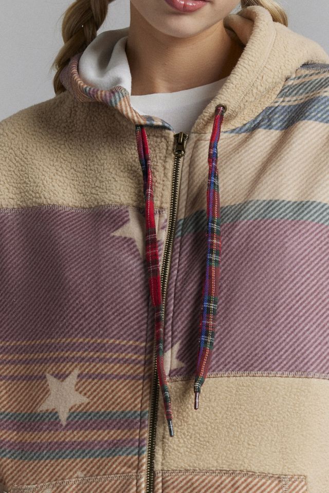 BDG Hunter Patchwork Fleece Zip Up Hoodie Sweatshirt #3