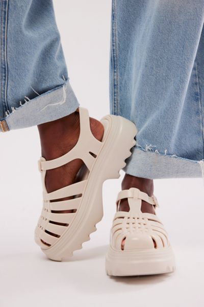 MELISSA POSSESSION PLATFORM FISHERMAN SANDAL IN BEIGE, WOMEN'S AT URBAN OUTFITTERS 