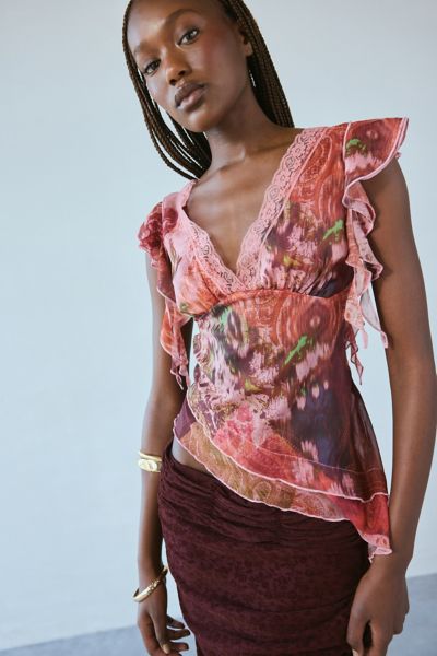 Blouse Asymétrique Silence + Noise Jenny avec Garniture en Dentelle