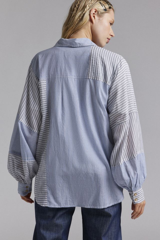 BDG Caroline Spliced Striped Button-Down Shirt #3