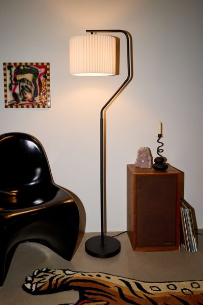 Urban Outfitters Evan Floor Lamp In Black At  In Gold