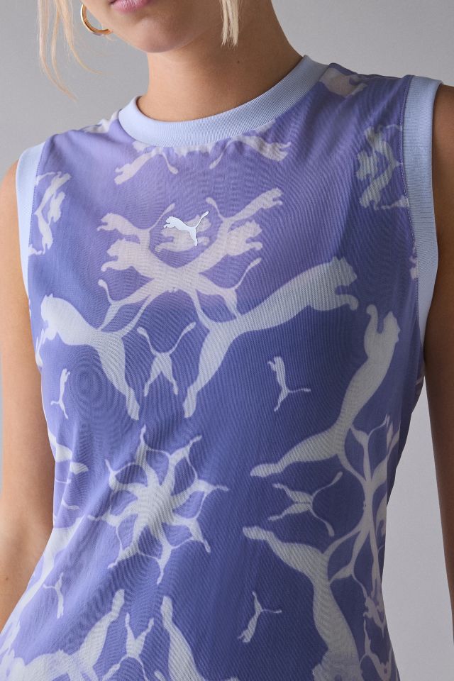 Puma Dare To Printed Mesh Column Midi Dress #1