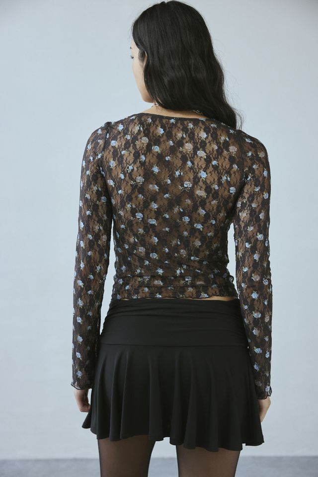 Kimchi Blue Olivia Printed Lace V-Neck Long Sleeve Top #2