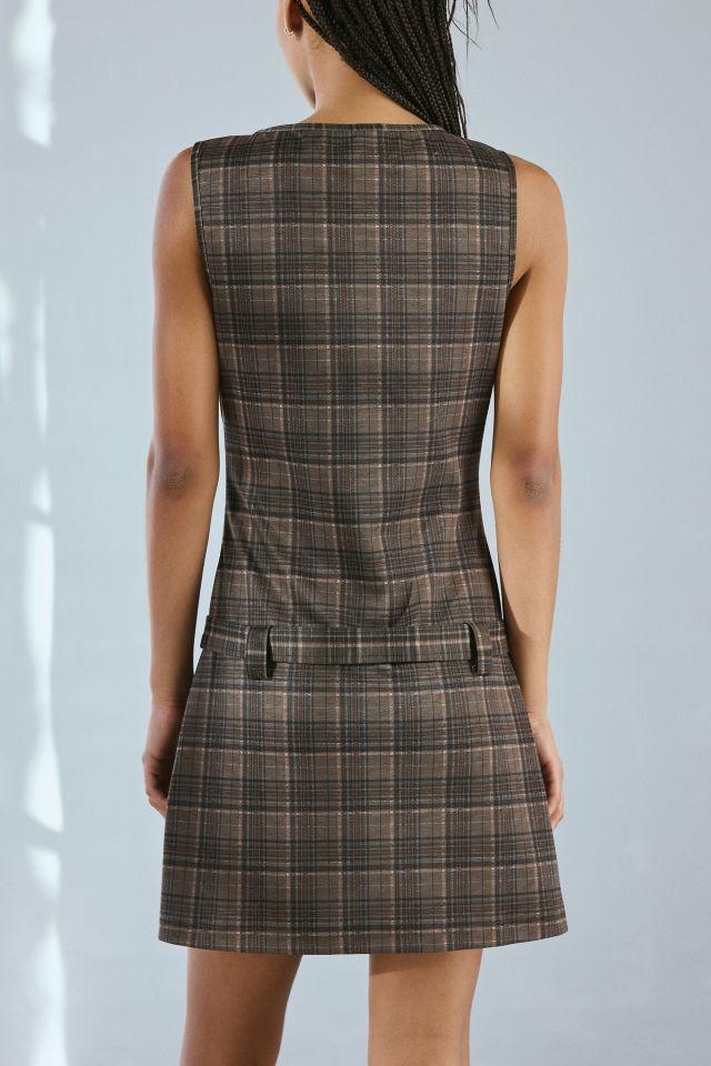 Motel Dilshan Belted Plaid Check Mini Dress #3