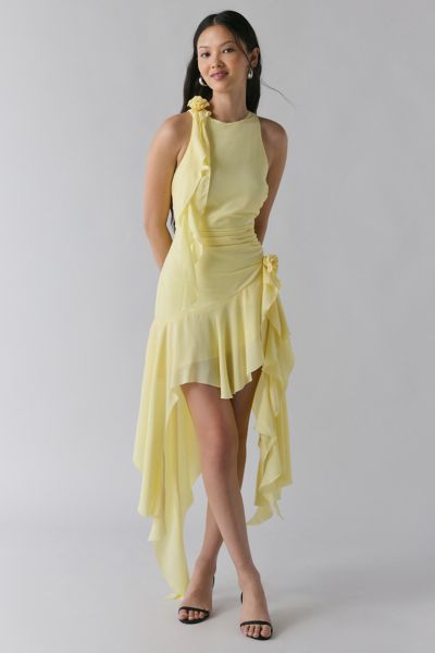 Bardot Ivana Rosette Cascading Ruffle Georgette Mini Dress
