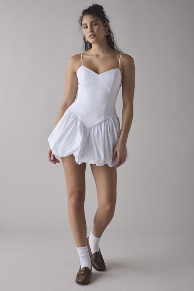Bardot Oria Bubble Hem Satin Minidress In Orchid White