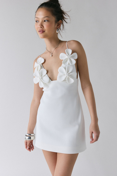 Bardot Ingrid Floral Applique Tie-Strap Plunge Mini Dress | Urban Outfitters