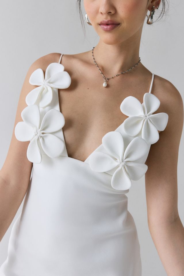 Bardot Ingrid Floral Applique Tie-Strap Plunge Mini Dress #1