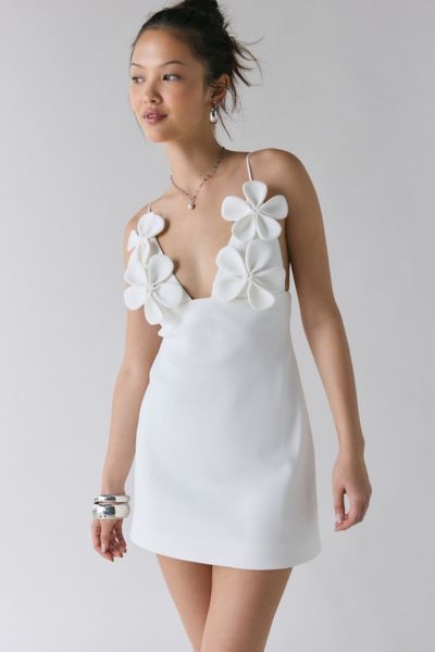 Bardot Ingrid Floral Applique Tie-Strap Plunge Mini Dress