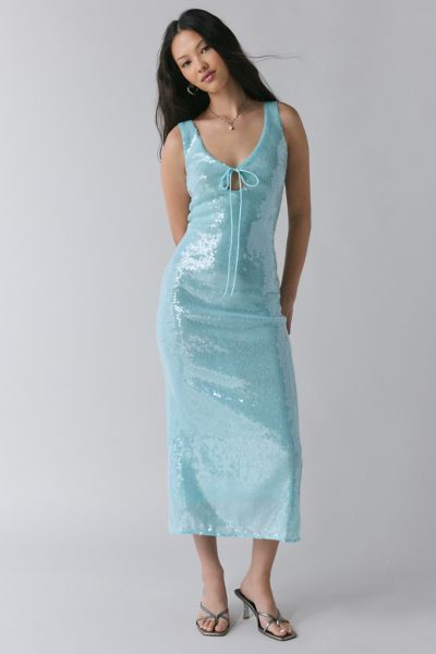 Bardot Isha Sequin Plunge Tie-Front Midi Dress