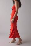 strapless open back dress One Shoulder Satin Floral Print Pleated Maxi Dress – Cha Cha Boutique main image 1