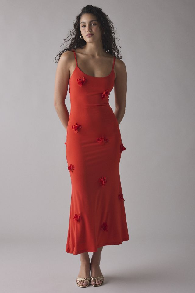 Bardot Lanae Floral Applique Slip Maxi Dress