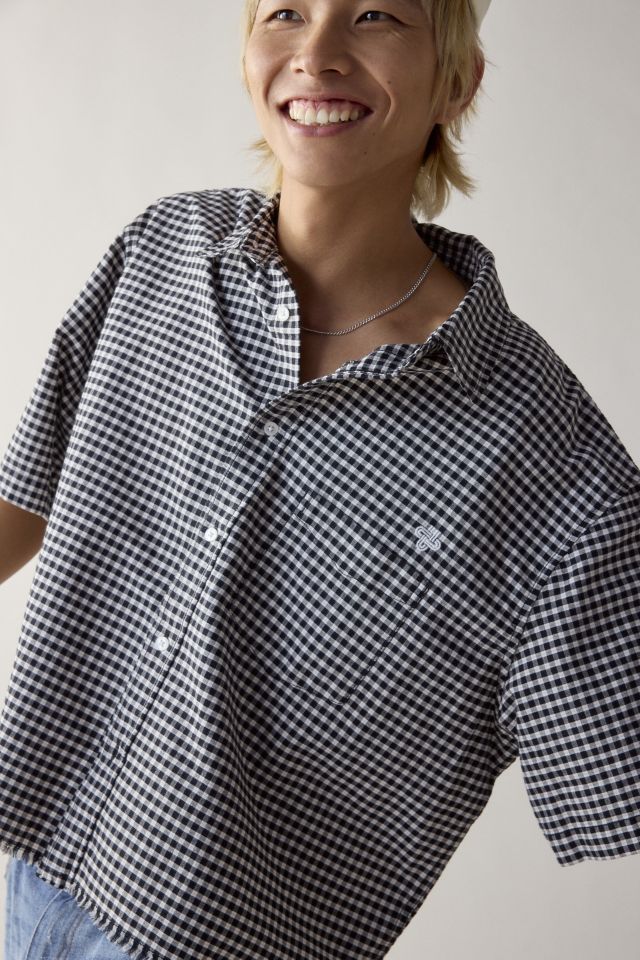 UO Check Pattern Cutoff Oxford Shirt
