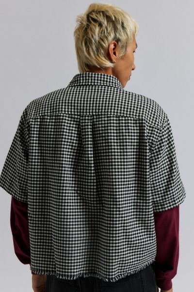 UO Check Pattern Boxy Oxford Shirt