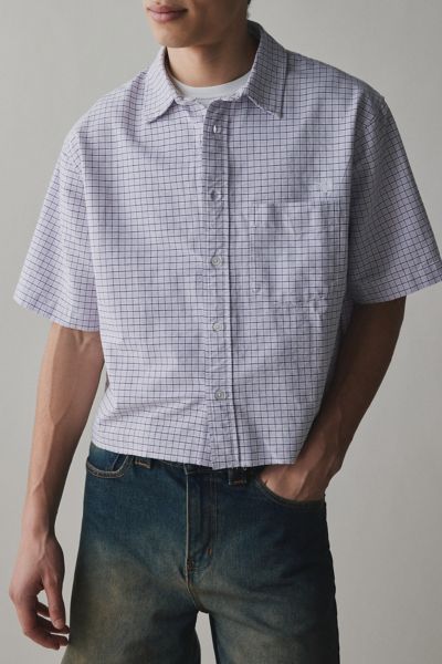 ReMADE By UO Check Pattern Cropped Short Sleeve Shirt