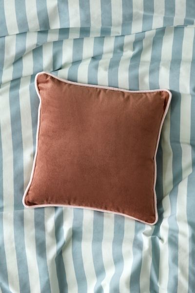 Urban Outfitters Piped Velvet Throw Pillow In Brown At