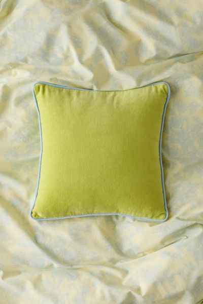 Shop Urban Outfitters Piped Velvet Throw Pillow In Lime At