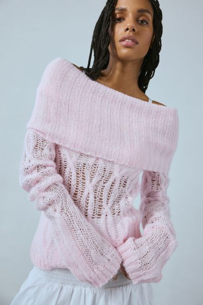 Fantastic Baby Gigi Off-The-Shoulder Open Knit Sweater Product Page