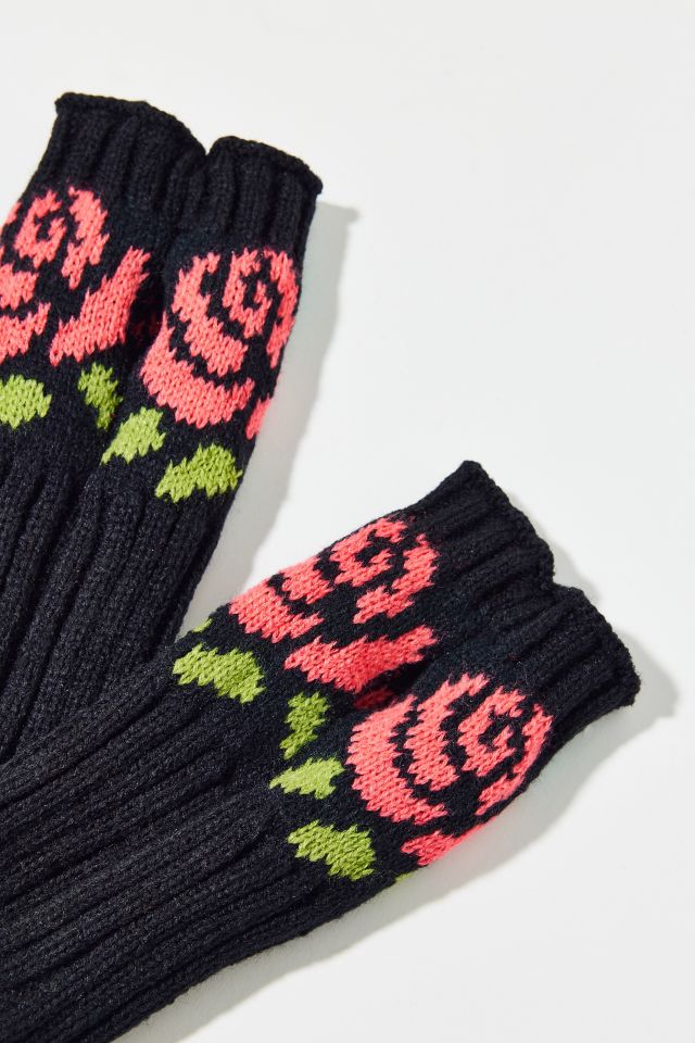 Rose Knit Handwarmer Fingerless Glove #1
