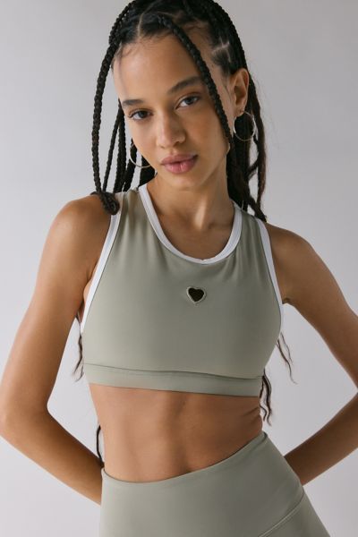 Daughter Lessons Love High-Neck Heart Cutout Sports Bra