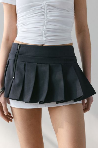 WMWM Layered Grey Pleated Micro Mini Skirt
