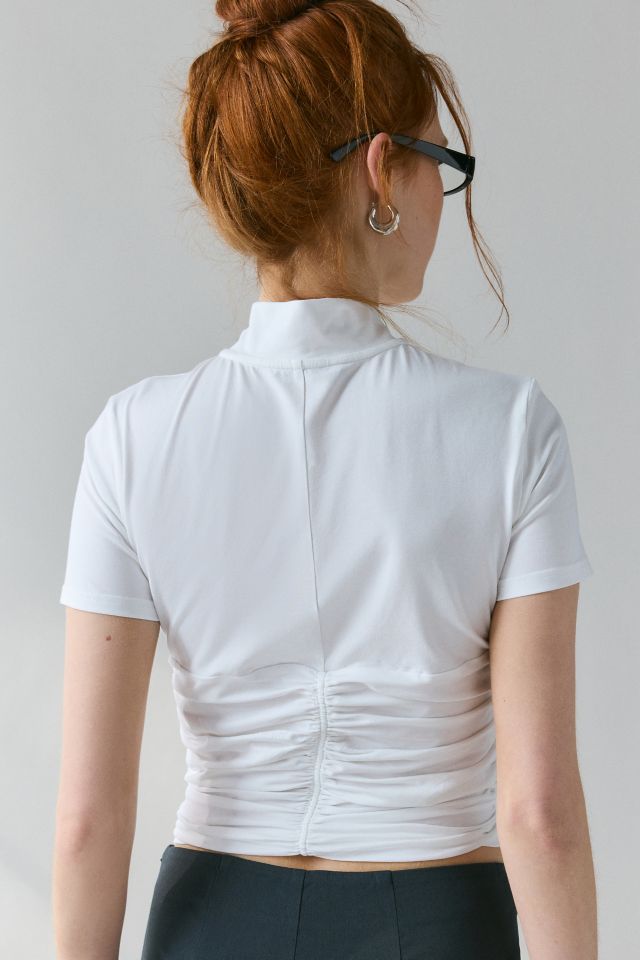 WMWM Gathered Mockneck Quarter-Zip Short Sleeve Top #2