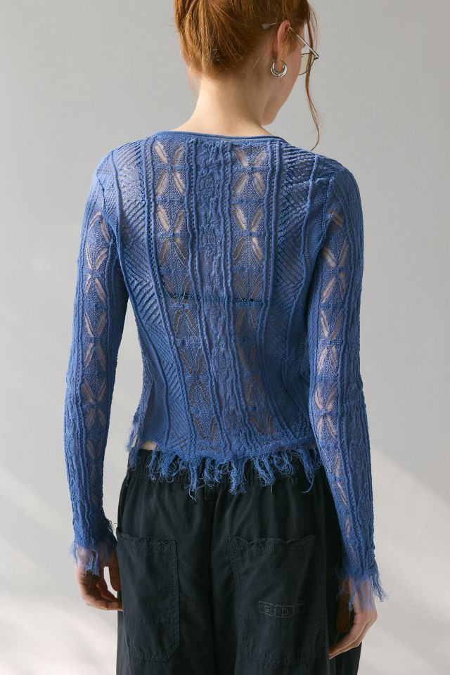 WMWM Cotton Lace Sheer Knit Flyaway Cardigan #3