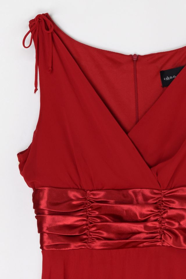 Vintage Y2k Cherry Red Ruched Dress #1