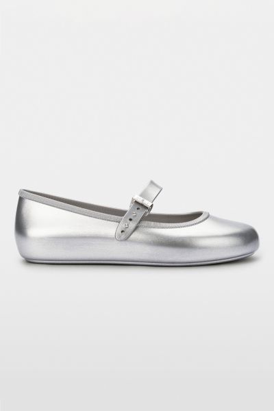 Melissa Soft Jelly Ballerina Flat In Silver, Women's At Urban Outfitters In Silver