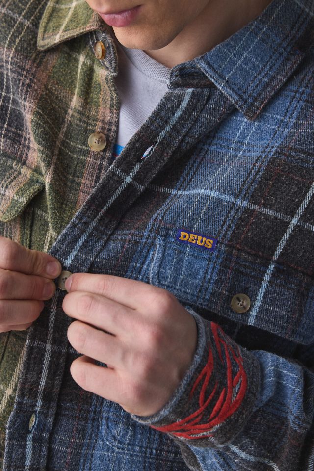 Deus Ex Machina Genesis Embroidered Spliced Flannel Shirt #3