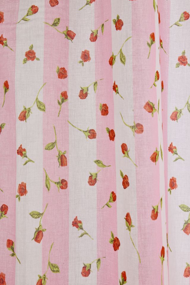 Striped Rose Printed Shower Curtain #1