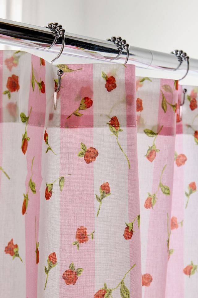 Striped Rose Printed Shower Curtain #2