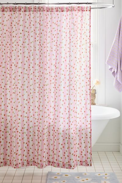 Striped Rose Printed Shower Curtain
