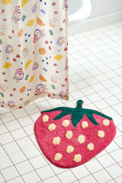 Urban Outfitters Strawberry Shape Plush Tufted Bath Mat In Pink At  In Pink