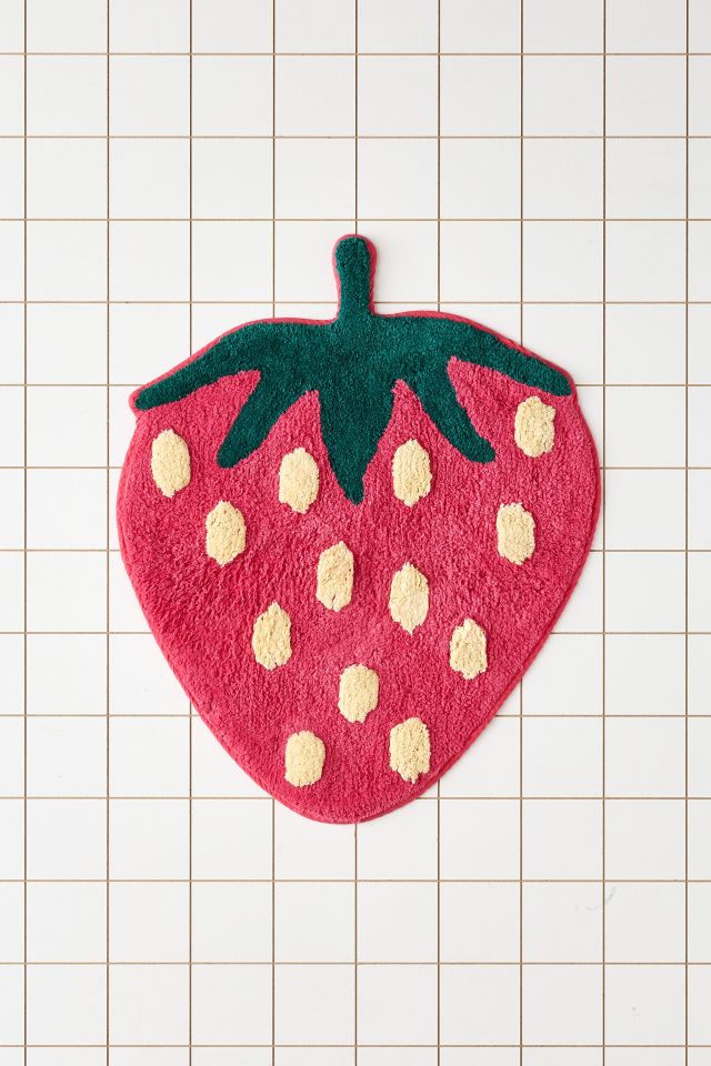 Strawberry Shape Plush Tufted Bath Mat #1