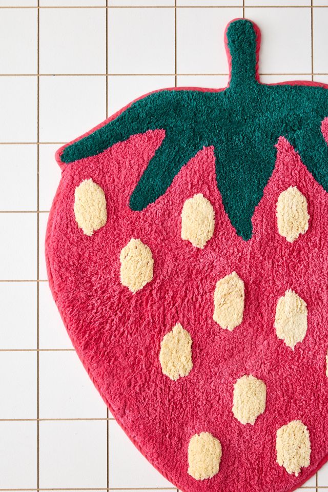 Strawberry Shape Plush Tufted Bath Mat #3