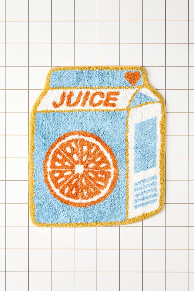 Tapis de Bain en Peluche Matelassé en Forme de Carton de Jus d'Orange #1