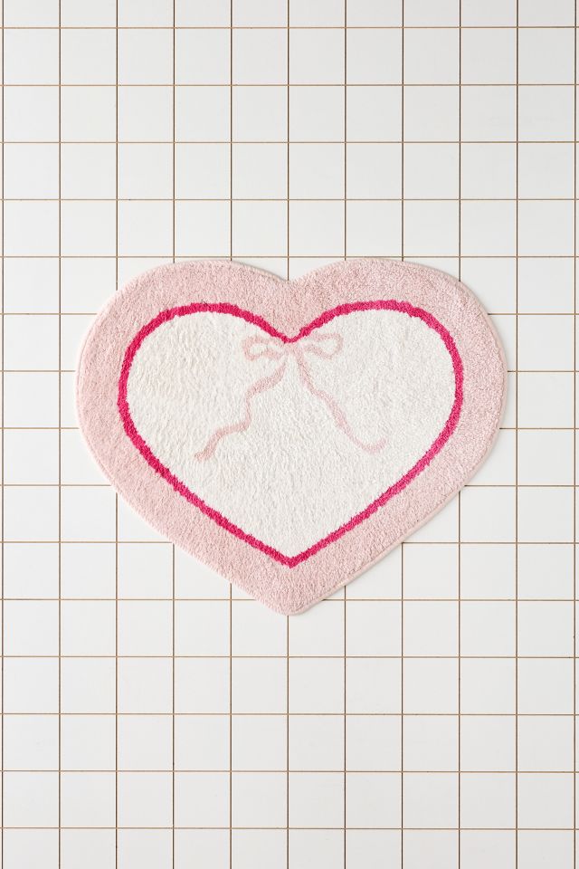 Tapis de bain en peluche matelassé en forme de cœur #1