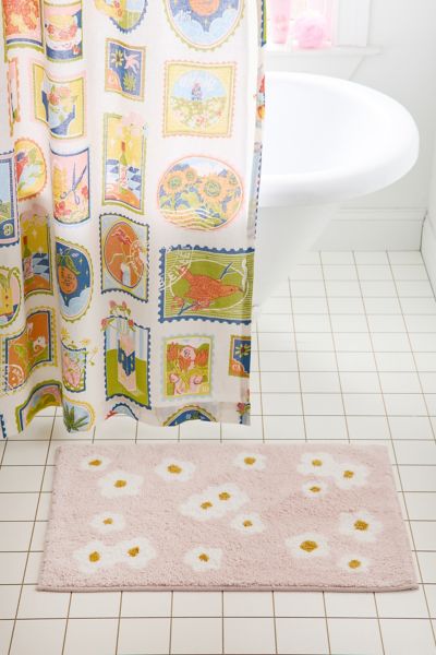Urban Outfitters Meadowland Floral Plush Tufted Bath Mat In Pink At  In Pink