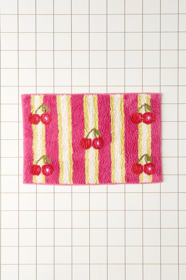 Cherry Striped Plush Tufted Bath Mat #1
