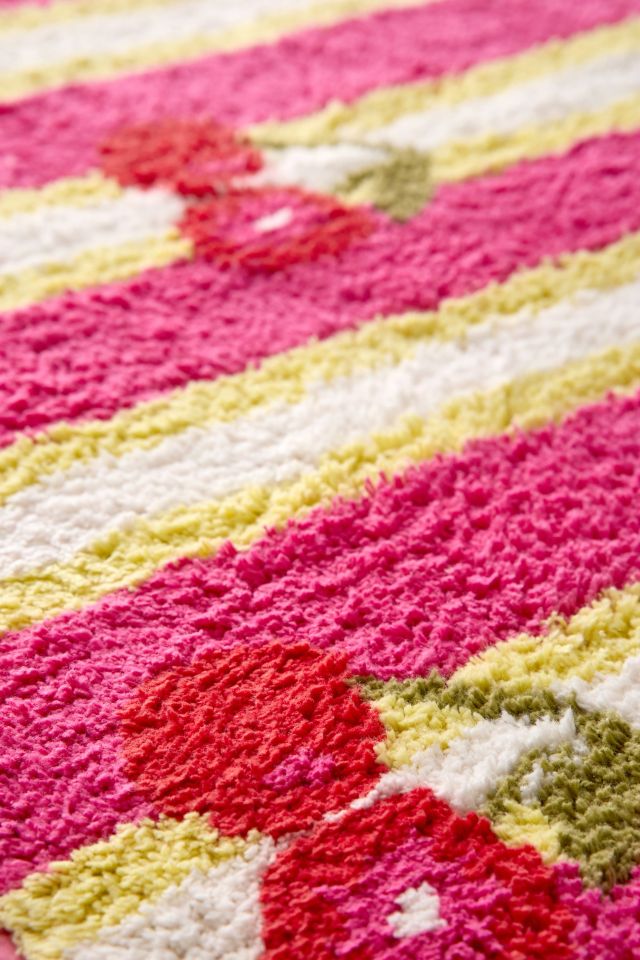 Cherry Striped Plush Tufted Bath Mat #2