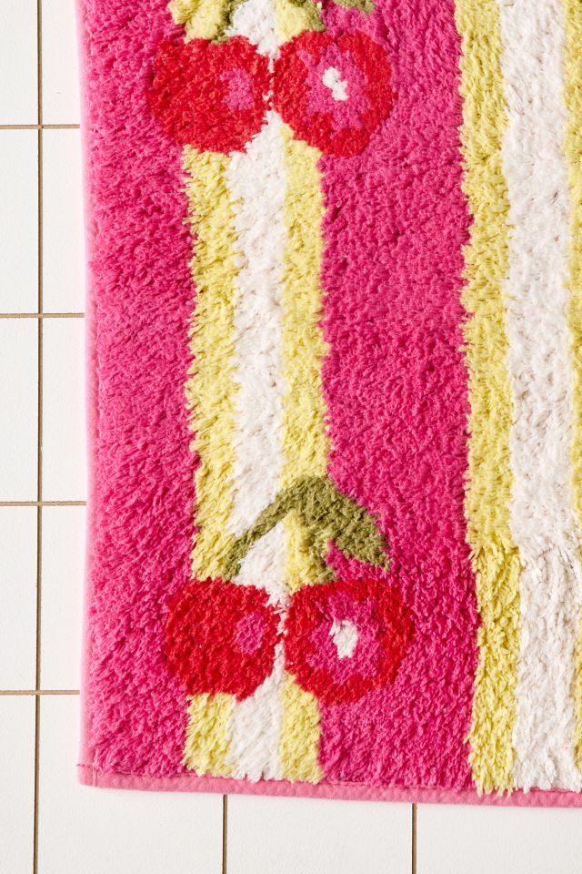 Cherry Striped Plush Tufted Bath Mat #3