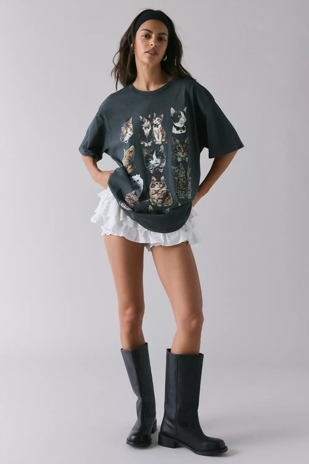 Cat Graphic Oversized T-Shirt Dress
