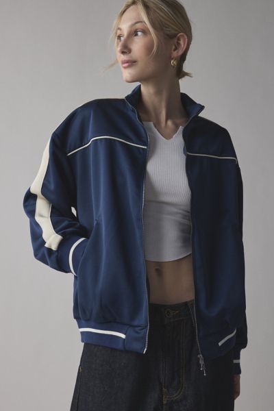 BDG NARA COLORBLOCK TRACK JACKET IN BLUE, WOMEN'S AT URBAN OUTFITTERS 