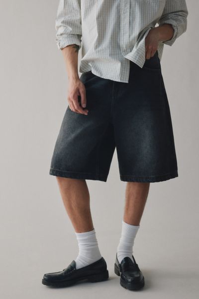 Bdg Astro Baggy Denim Jort In Black, Men's At Urban Outfitters