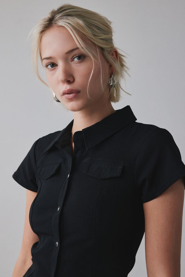 Silence + Noise Polly Slim Short Sleeve Snap-Button Shirt #3