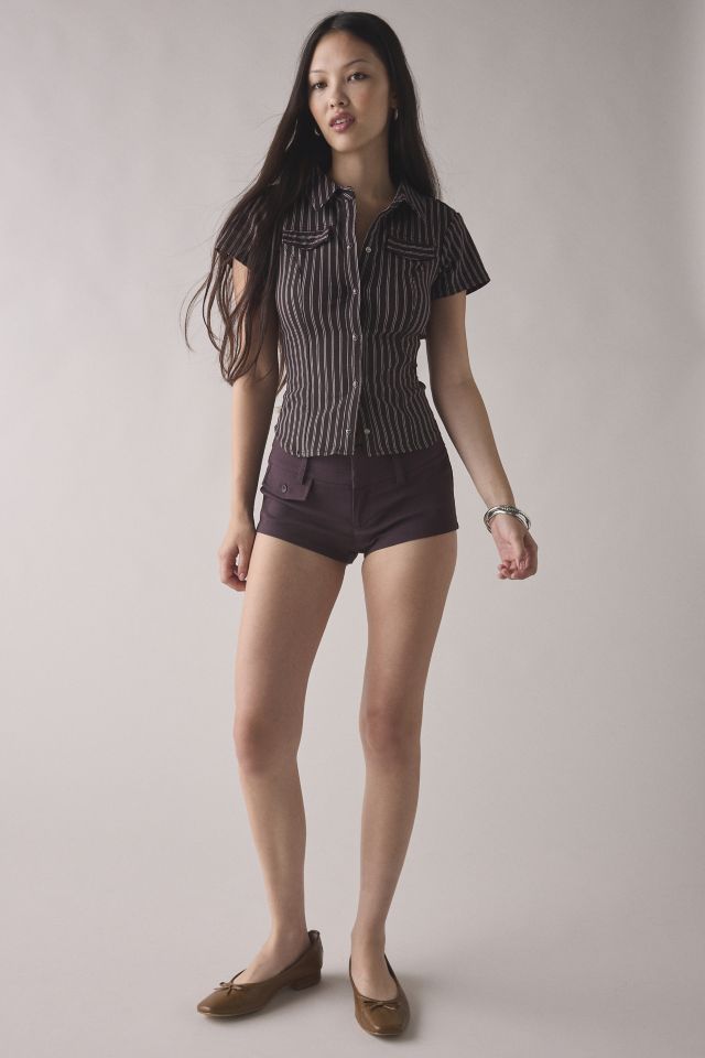 Silence + Noise Polly Slim Short Sleeve Snap-Button Shirt