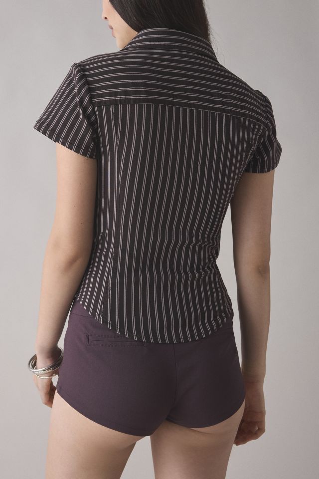 Silence + Noise Polly Slim Short Sleeve Snap-Button Shirt