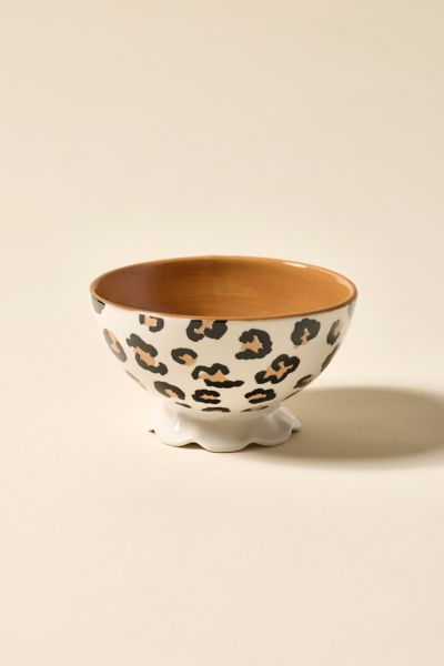 Urban Outfitters Courtney Ceramic Patterned Pedestal Snack Bowl In Leopard At