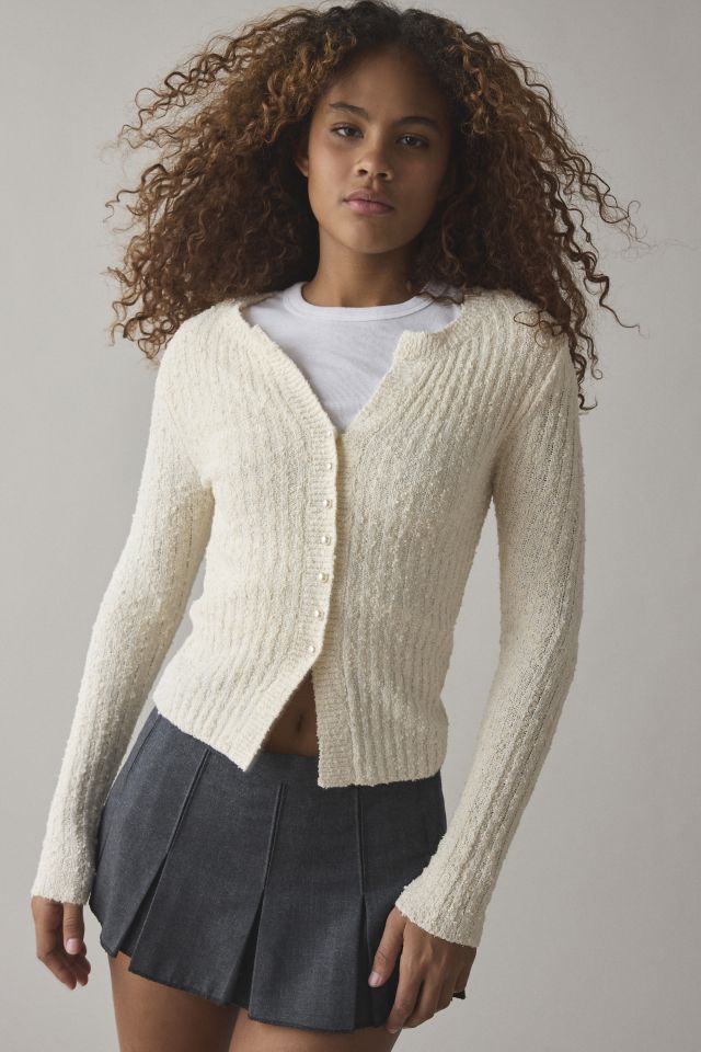 Kimchi Blue Rose Split-Front Textured Knit Cardigan | Urban
